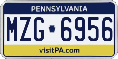 PA license plate MZG6956