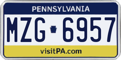 PA license plate MZG6957
