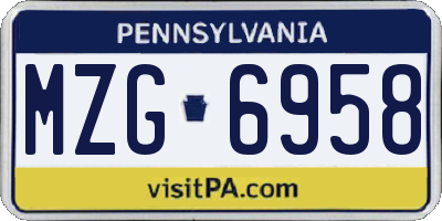 PA license plate MZG6958