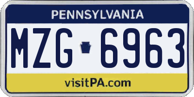PA license plate MZG6963