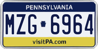 PA license plate MZG6964