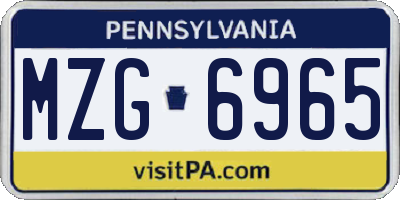 PA license plate MZG6965