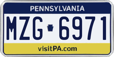 PA license plate MZG6971