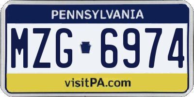 PA license plate MZG6974