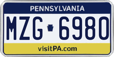 PA license plate MZG6980
