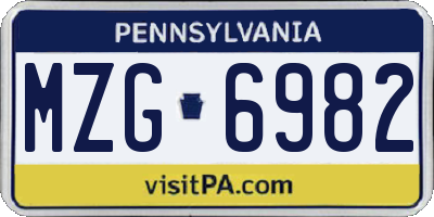 PA license plate MZG6982