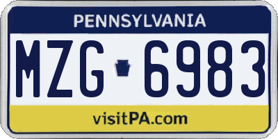 PA license plate MZG6983