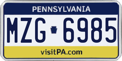 PA license plate MZG6985