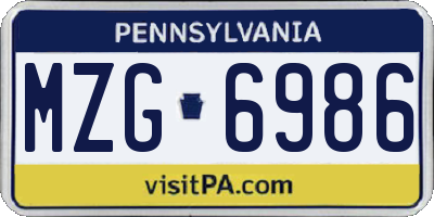 PA license plate MZG6986