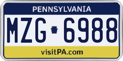 PA license plate MZG6988