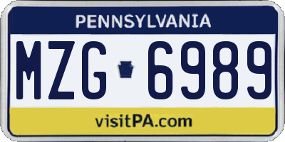 PA license plate MZG6989