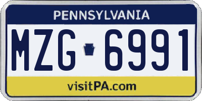 PA license plate MZG6991