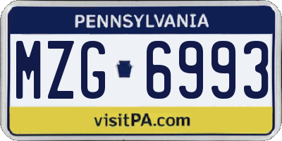 PA license plate MZG6993