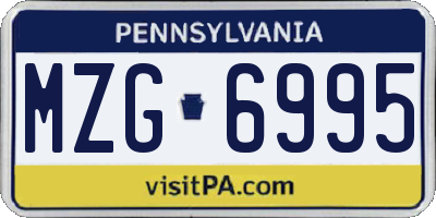 PA license plate MZG6995