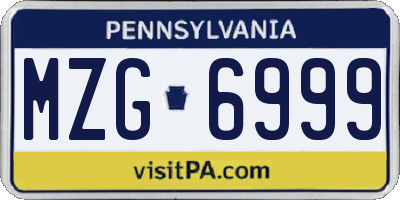 PA license plate MZG6999