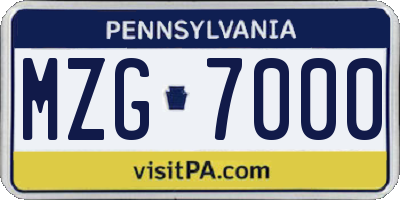 PA license plate MZG7000