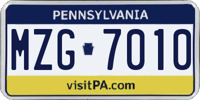 PA license plate MZG7010