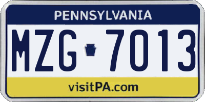 PA license plate MZG7013