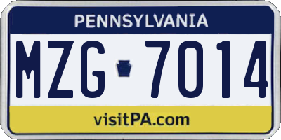 PA license plate MZG7014