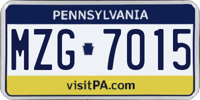 PA license plate MZG7015