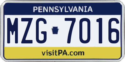 PA license plate MZG7016