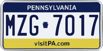 PA license plate MZG7017