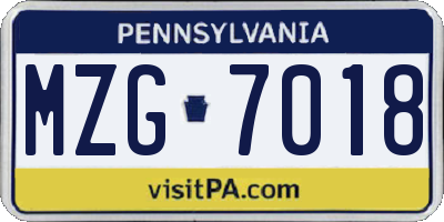 PA license plate MZG7018