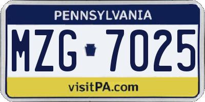 PA license plate MZG7025