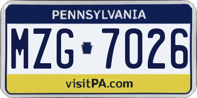 PA license plate MZG7026