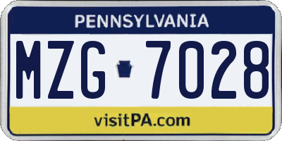PA license plate MZG7028
