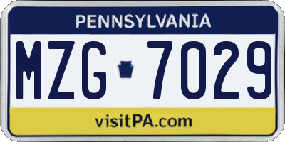 PA license plate MZG7029