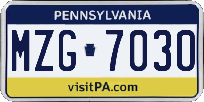 PA license plate MZG7030