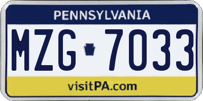 PA license plate MZG7033