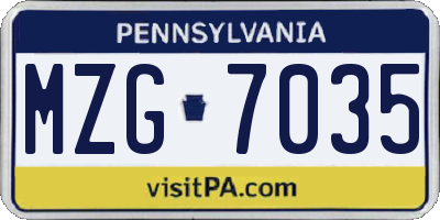 PA license plate MZG7035
