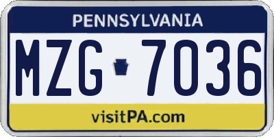 PA license plate MZG7036