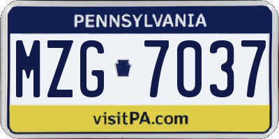 PA license plate MZG7037