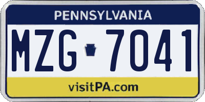 PA license plate MZG7041