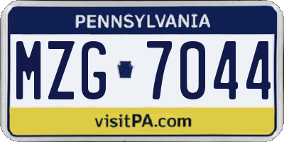 PA license plate MZG7044