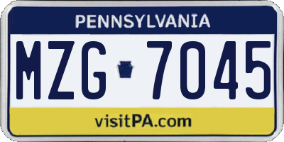 PA license plate MZG7045