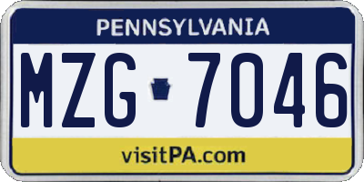 PA license plate MZG7046