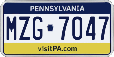 PA license plate MZG7047