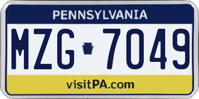 PA license plate MZG7049