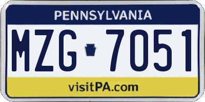 PA license plate MZG7051