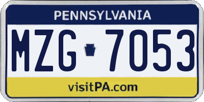 PA license plate MZG7053
