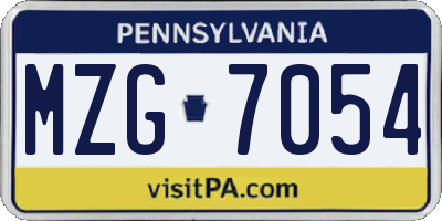 PA license plate MZG7054