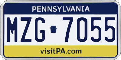 PA license plate MZG7055