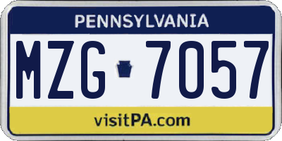 PA license plate MZG7057