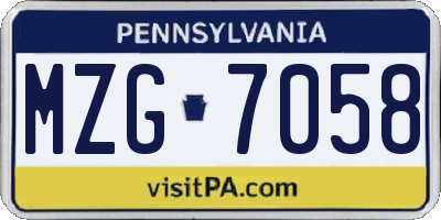 PA license plate MZG7058