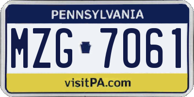 PA license plate MZG7061