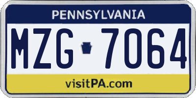 PA license plate MZG7064